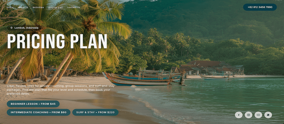 Lombok Surf School website gallery image 2